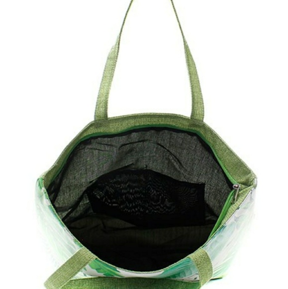 FUN GREEN CANVAS TROPICAL TOTE/CARRY BAG - Picture 3 of 4